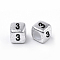 Antique Silver Plated Acrylic Beads, Cube with Black Number, Num.3, 6mm, Hole: 3mm, about 150000pcs/25000g