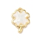 Rack Plating Brass & Shell Clover Charms with Epoxy Resin, Long-lasting Plated, Cadmium Free & Lead Free, Real 18K Gold Plated, White, 12x8.5x2.5mm, Hole: 1mm