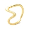 Rack Plating Wave Brass Open Cuff Ring for Women, Long-Lasting Plated, Lead Free & Cadmium Free, Golden, 13.5mm