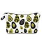 Avocados Linen Waterproof Bag, Multipurpose Travel Toiletry Pouch with Metal Zipper, White, 25x17x6cm