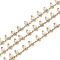 Brass Handmade Glass Beaded Chains, with Spool, Soldered, Long-Lasting Plated, Real 18K Gold Plated, Rondelle, White, Links: 2x2x0.8mm, Charm: 5.5x3mm, about 16.4 Feet(5m)/roll