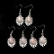 Natural Rose Quartz Teardrop Dangle Earrings, Platinum Brass Jewelry for Women, Lead Free & Cadmium Free, 45mm, Pin: 0.7mm