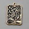 Alloy Enamel Pendants, Light Gold, Rectangle with Tarot, Palm, 28x18x1.4mm, Hole: 1.6mm