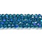 Transparent Electroplate Glass Beads Strands, AB Color Plated, Faceted, Bicone, Steel Blue, 6x6mm, Hole: 1mm, about 45~47pcs/strand, 9.65~9.84 inch(24.5~25cm)