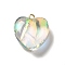 Transparent Resin Pendants, Heart Charms, with Gold Foil and Golden Tone Iron Loops, Clear, 23.5~24x22x11~12mm, Hole: 2mm