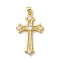 Brass Micro Pave Cubic Zirconia Pendants, Cross, Real 18K Gold Plated, 33x20.5x3.5mm, Hole: 4x3.5mm