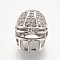 Brass Micro Pave Cubic Zirconia Football Helmet Beads, Clear, Platinum, 13.5x10.5x10mm, Hole: 2mm