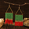 Bohemian Style Triangle Metal Glass Seed Bead Tassel Dangle Earrings for Women, Green, 100x40mm