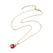 Enamel Apple Pendant Necklace with Golden Brass Cable Chains for Teachers' Day, Red, 16.42 inch(41.7cm)