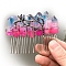 Natural Crystal Hair Combs, with Alloy Crown Hair Bands, for Women Girls, Deep Pink, 78x37mm