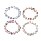 Handmade Flower Printed Porcelain Ceramic Beaded Stretch Bracelet, Mixed Color, Inner Diameter: 2-3/8 inch(6cm)