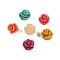 Synthetic Coral Carved Beads, Dyed, Flower, Half Drilled, Mixed Color, 8x8mm, Hole: 1.4mm