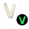 Luminous Resin Pendants, Glow in the Dark, with Platinum Plated Loop, Letter, Letter V, 21~24x5.5~28x5~5.5mm, Hole: 1.8mm