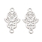 Long-Lasting Plated Brass Links Connector Charms, Religion Hollow Hamsa Hand, Platinum, 18.5x11x0.3mm, Hole: 1.6mm