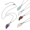 Natural Mixed Gemstone Wing Pendant Necklaces, with 304 Stainless Steel Cable Chains, 15.75 inch(40cm)