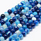 Natural Striped Agate/Banded Agate Bead Strands, Round, Grade A, Dyed, Dodger Blue, 6mm, Hole: 1mm, about 62~63pcs/strand, 14.5 inch