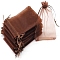 Organza DIY Craft Drawstring Bag, for Valentine Birthday Wedding Party Candy Wrapping, Coconut Brown, 9x7cm