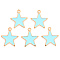 Alloy Enamel Pendants, Cadmium Free & Lead Free, Light Gold, Star, Turquoise, 20x18.5x1mm, Hole: 1.6mm