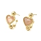 Natural Rose Quartz Heart Stud Earrings, with Ion Plating(IP) Golden Plated Brass Findings, 925 Sterling Silver Pin, 20.5x12mm