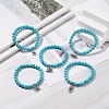 Synthetic Turquoise Round Beaded Stretch Bracelet BJEW-JB08218-2