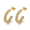 Real 18K Gold Plated 304 Stainless Steel with Glass Ring Stud Earrings EJEW-Z026-18G-05-1