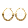 304 Stainless Steel Oval with Mesh Chains Hoop Earrings EJEW-M221-05G-1