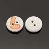 Mixed Styles 2-Hole Flat Round Printed Wooden Sewing Buttons BUTT-M002-13mm-M-3