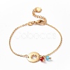 Ion Plating(IP) 304 Stainless Steel Clover Link Bracelet with Glass Beads Charms for Women STAS-E154-08G-1