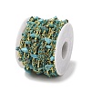 Brass Enamel & Synthetic Turquoise Link Chain CHC-A009-02G-3