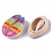 Printed Natural Cowrie Shell Beads X-SSHEL-R047-01-A06-3