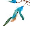 Evil Eye Woven Net/Web with Feather Pendant Decoration HJEW-I013-08-4