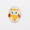 Cartoon Owl Printed Glass Oval Cabochons X-GGLA-N003-20x30-B13-1