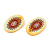 Natural Freshwater Shell Double Face Printed Oval Charms SHEL-T020-05G-2