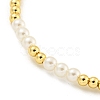 Brass & ABS Plastic Imitation Pearl Round Beaded Stretch Bracelets for Women BJEW-G704-02G-3