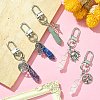 5Pcs 5 Style Copper Wire Wrapped Gemstone Bullet Pendant Decorations HJEW-JM01238-P-4