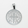 Trendy Necklace Findings Flat Round with San Benito 304 Stainless Steel Pendants STAS-L012-A07P-2