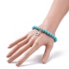 Synthetic Turquoise Round Beaded Stretch Bracelet BJEW-JB08218-3