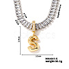 Golden Tone Brass Pave Clear Cubic Zirconia Letter Pendant Necklaces for Women YX4437-19-1