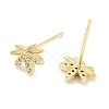 Brass Micro Pave Clear Cubic Zirconia Stud Earrings for Women EJEW-S217-D02-2