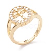 Brass Micro Pave Clear Cubic Zirconia Adjustable Rings RJEW-A002-01G-3