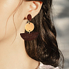 Coconut Brown Wood Stud Earring Findings EJEW-CJC0001-12-5