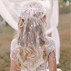 GOMAKERER 2Pcs 2 Colors Bowknot Long Mesh Tulle Bridal Veils with Hair Barrettes & Imitation Pearl OHAR-GO0001-10-5