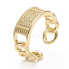 Brass Micro Pave Clear Cubic Zirconia Cuff Rings ZIRC-M117-04G-3