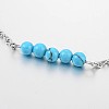 Round Synthetic Turquoise Beads Anklets AJEW-AN00103-01-2