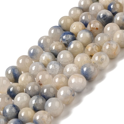 Natural Blue White Dumortierite Round Beads Strands G-E265-01A-1