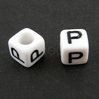 Letter Acrylic European Beads OPDL-R050-10mm-P-1