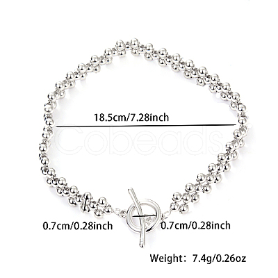 Rhodium Plated 925 Sterling Silver Round Beaded Stretch Bracelets for Women DS4468-1-1