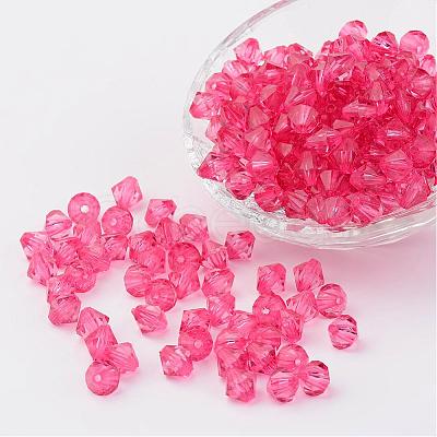 Faceted Bicone Transparent Acrylic Beads DBB4mm-95-1