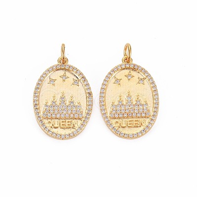 Brass Micro Pave Clear Cubic Zirconia Pendants KK-S356-744-1