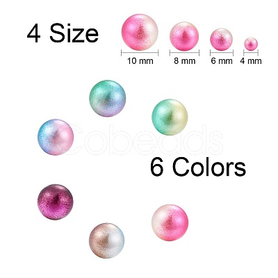 Rainbow Acrylic Imitation Pearl Beads OACR-YW0001-05-1